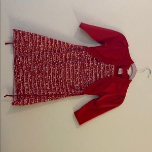 red dress with built in jacket